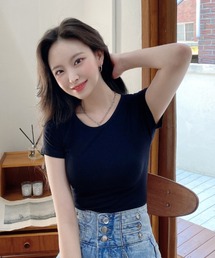 TOEASY | 『TOEASY/トゥイージー』Daily U-neck crop Short-Sleeved T-Shirt/Uネック 半袖Tシャツ(Tシャツ/カットソー)