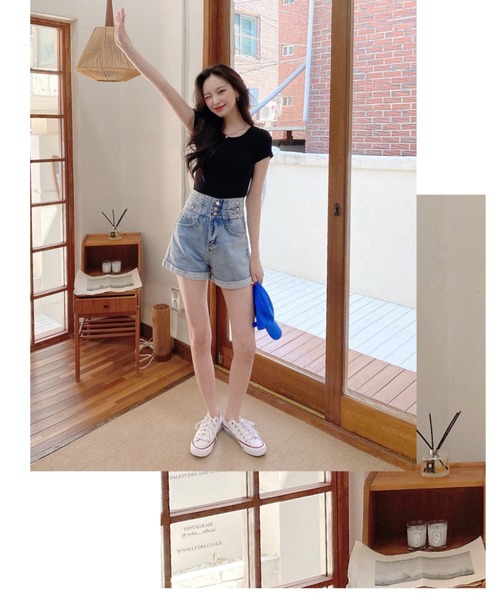 TOEASY(トゥイージー)の「『TOEASY/トゥイージー』Daily U-neck crop Short-Sleeved T-Shirt/Uネック 半袖Tシャツ(Tシャツ/カットソー・レディース・ホワイト/ブラック/グレー・FREE)」の12枚目の写真