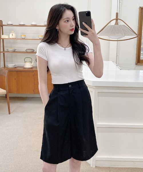 TOEASY/トゥイージー』Daily U-neck crop Short-Sleeved T-Shirt