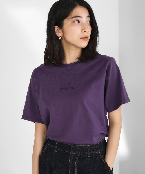 Bou Jeloud(ブージュルード)の「【綿100%】プチプリントTシャツ(Tシャツ/カットソー・レディース・ブラック/パープル/レッド/オフホワイト/杢グレー・FREE)」の5枚目の写真