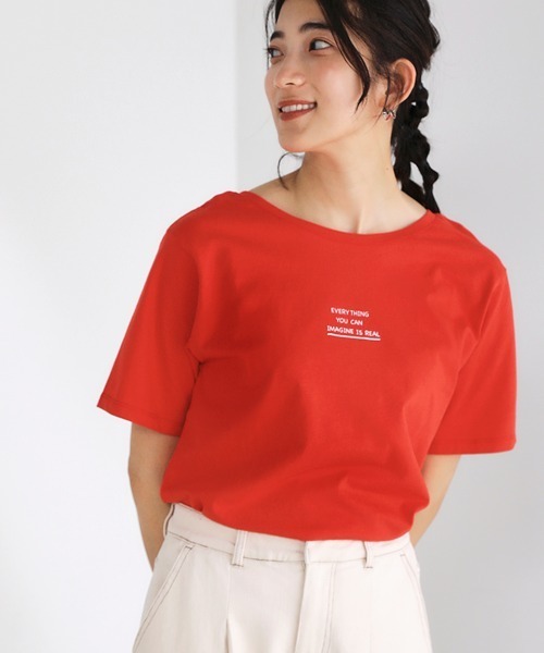 Bou Jeloud(ブージュルード)の「【綿100%】プチプリントTシャツ(Tシャツ/カットソー・レディース・ブラック/パープル/レッド/オフホワイト/杢グレー・FREE)」の6枚目の写真