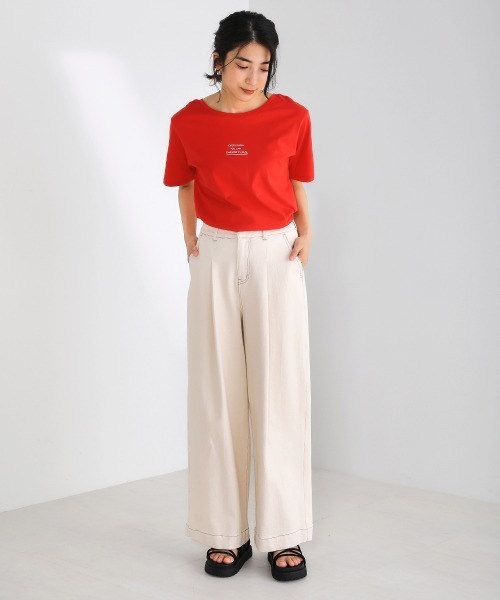 Bou Jeloud(ブージュルード)の「【綿100%】プチプリントTシャツ(Tシャツ/カットソー・レディース・ブラック/パープル/レッド/オフホワイト/杢グレー・FREE)」の7枚目の写真