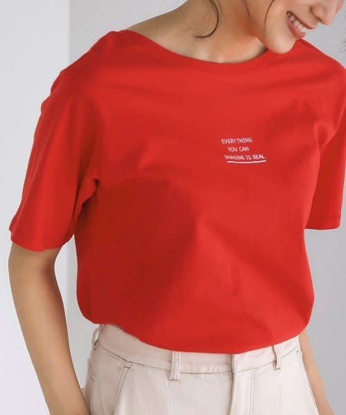 Bou Jeloud(ブージュルード)の「【綿100%】プチプリントTシャツ(Tシャツ/カットソー・レディース・ブラック/パープル/レッド/オフホワイト/杢グレー・FREE)」の8枚目の写真