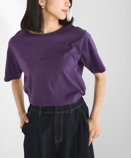 Bou Jeloud(ブージュルード)の「【綿100%】プチプリントTシャツ(Tシャツ/カットソー・レディース・ブラック/パープル/レッド/オフホワイト/杢グレー・FREE)」の11枚目の写真