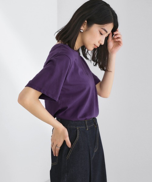 Bou Jeloud(ブージュルード)の「【綿100%】プチプリントTシャツ(Tシャツ/カットソー・レディース・ブラック/パープル/レッド/オフホワイト/杢グレー・FREE)」の12枚目の写真