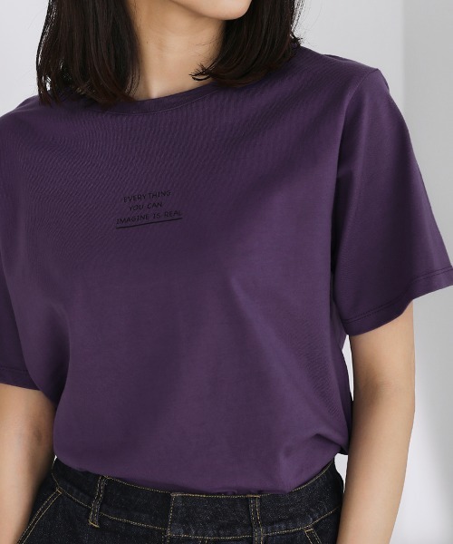 Bou Jeloud(ブージュルード)の「【綿100%】プチプリントTシャツ(Tシャツ/カットソー・レディース・ブラック/パープル/レッド/オフホワイト/杢グレー・FREE)」の14枚目の写真
