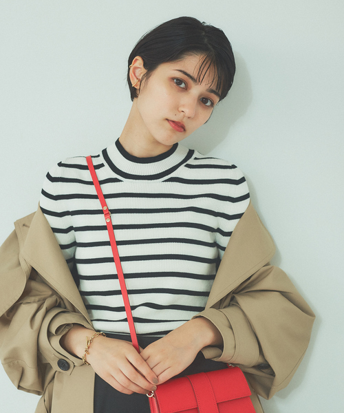 Rouge vif Anna（ルージュヴィフアンナ）の「5分袖ハイネックリブニット（ニット/セーター・レディース・ブラック/その他/レッド・フリー）」の3枚目の写真