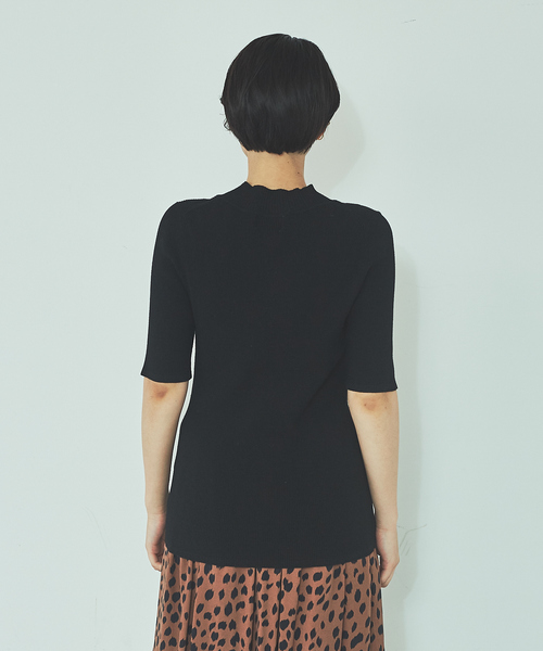 Rouge vif Anna（ルージュヴィフアンナ）の「5分袖ハイネックリブニット（ニット/セーター・レディース・ブラック/その他/レッド・フリー）」の5枚目の写真