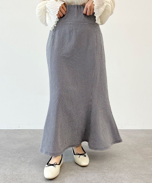 SLURR（スラ―）の「ギンガムチェックマーメイドスカート（スカート・レディース・ブラック/ベージュ・FREE）」の4枚目の写真