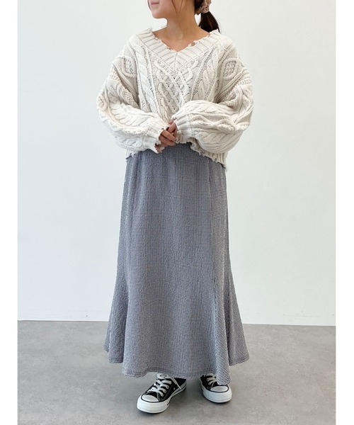 SLURR（スラ―）の「ギンガムチェックマーメイドスカート（スカート・レディース・ブラック/ベージュ・FREE）」の22枚目の写真