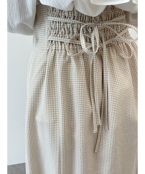 SLURR（スラ―）の「ギンガムチェックマーメイドスカート（スカート・レディース・ブラック/ベージュ・FREE）」の12枚目の写真