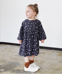 quoti use fith | ポコポコドットジャガード 長袖 ギャザーひざ丈ワンピース(ワンピース)