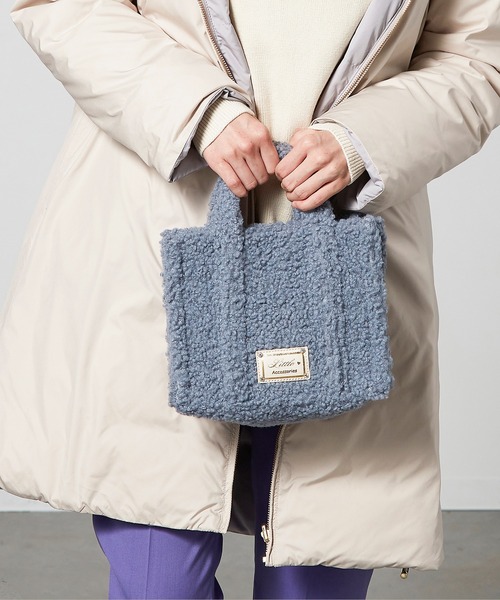 LITTLE ACCESSORIES（リトルアクセサリーズ）の「もこもこ素材の2WAYミニトート（ショルダーバッグ・レディース・ベージュ/ピンク/イエロー/ブルー/アイボリー・フリー）」の18枚目の写真