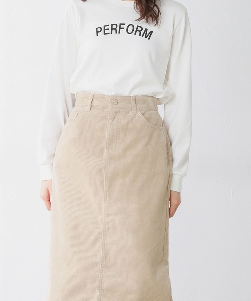 CINEMA CLUB（シネマクラブ）の「コーデュロイナロースカート（スカート・レディース・スミクロ/グレイッシュベージュ/ベージュ/ライトベージュ/ミント・S/L/LL/M）」の11枚目の写真
