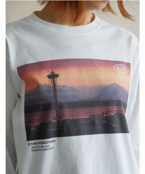 MANASTASH(マナスタッシュ)の「MANASTASH/マナスタッシュ W's PHOTO L/S TEE 'SUNSET' ウィメンズ フォトロンT サンセット(Tシャツ/カットソー・レディース・ホワイト/ブラック・MEDIUM)」の6枚目の写真