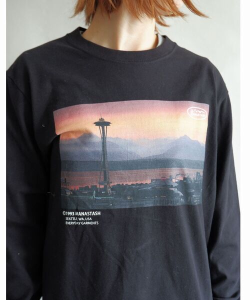 MANASTASH(マナスタッシュ)の「MANASTASH/マナスタッシュ W's PHOTO L/S TEE 'SUNSET' ウィメンズ フォトロンT サンセット(Tシャツ/カットソー・レディース・ホワイト/ブラック・MEDIUM)」の5枚目の写真
