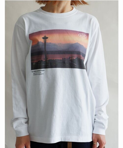 MANASTASH(マナスタッシュ)の「MANASTASH/マナスタッシュ W's PHOTO L/S TEE 'SUNSET' ウィメンズ フォトロンT サンセット(Tシャツ/カットソー・レディース・ホワイト/ブラック・MEDIUM)」の8枚目の写真