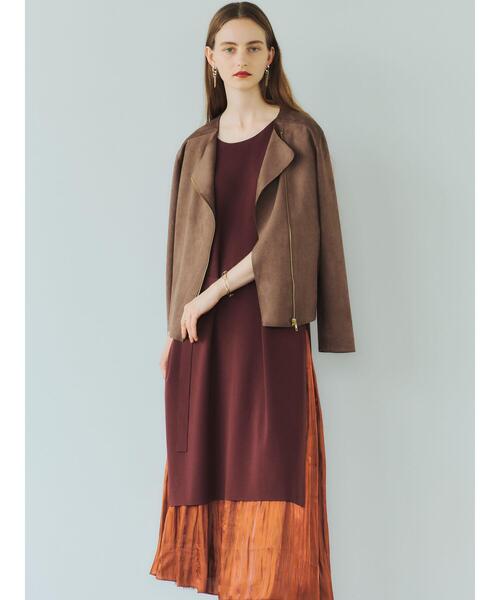 YECCA VECCA（イェッカヴェッカ）の「フェイクスエードライダースジャケット＊（ライダースジャケット・レディース・ライトグレー/ブラウン・FREE）」の5枚目の写真