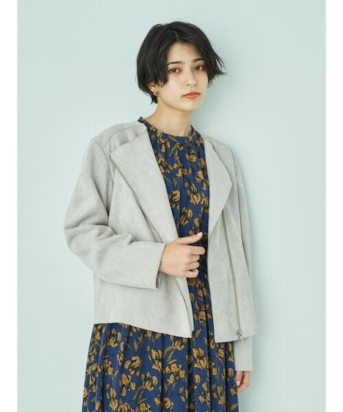 YECCA VECCA（イェッカヴェッカ）の「フェイクスエードライダースジャケット＊（ライダースジャケット・レディース・ライトグレー/ブラウン・FREE）」の12枚目の写真