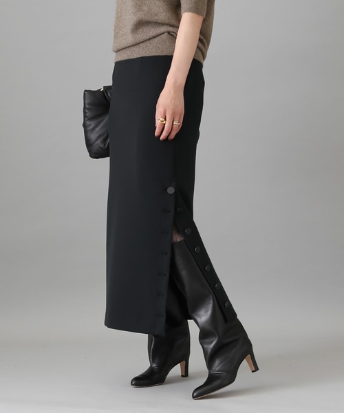 VERMEIL par iena(ヴェルメイユパーイエナ)の「ダンボールニットタイトスカート(スカート・レディース・カーキ/ブラック・40/36/38)」の2枚目の写真