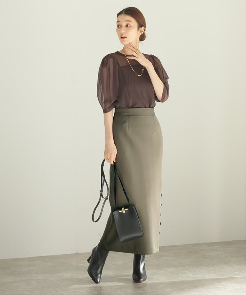 VERMEIL par iena(ヴェルメイユパーイエナ)の「ダンボールニットタイトスカート(スカート・レディース・カーキ/ブラック・40/36/38)」の11枚目の写真