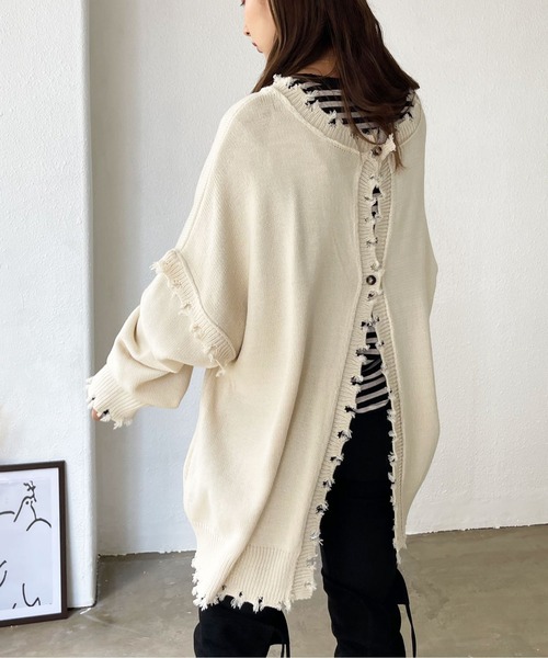 Shelly island（シェリーアイランド）の「2WAYﾙｰｽﾞﾀﾞﾒｰｼﾞNTCD（ニット/セーター・レディース・ホワイト/ベージュ/ライトパープル・FREE）」の8枚目の写真