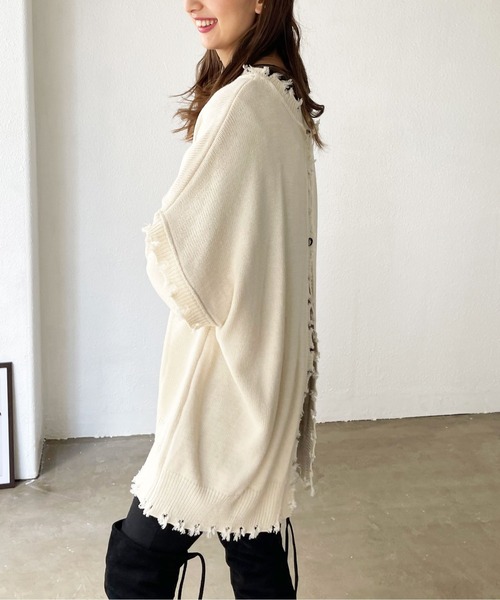 Shelly island（シェリーアイランド）の「2WAYﾙｰｽﾞﾀﾞﾒｰｼﾞNTCD（ニット/セーター・レディース・ホワイト/ベージュ/ライトパープル・FREE）」の9枚目の写真