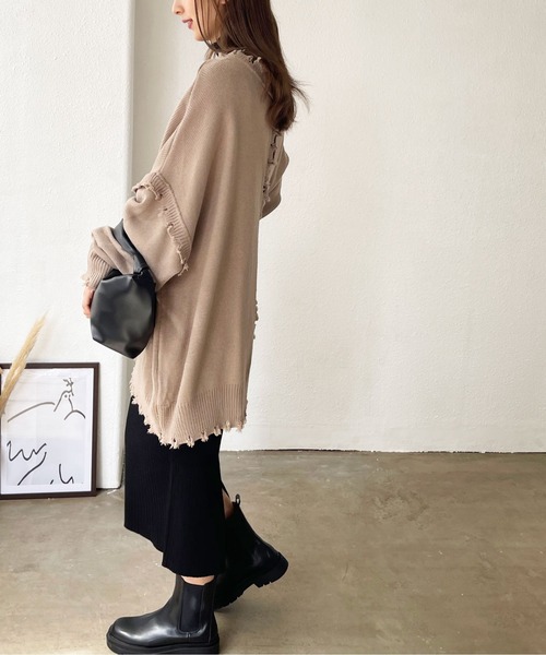 Shelly island（シェリーアイランド）の「2WAYﾙｰｽﾞﾀﾞﾒｰｼﾞNTCD（ニット/セーター・レディース・ホワイト/ベージュ/ライトパープル・FREE）」の10枚目の写真