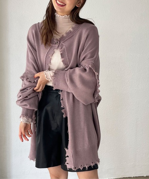 Shelly island（シェリーアイランド）の「2WAYﾙｰｽﾞﾀﾞﾒｰｼﾞNTCD（ニット/セーター・レディース・ホワイト/ベージュ/ライトパープル・FREE）」の13枚目の写真