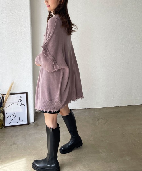 Shelly island（シェリーアイランド）の「2WAYﾙｰｽﾞﾀﾞﾒｰｼﾞNTCD（ニット/セーター・レディース・ホワイト/ベージュ/ライトパープル・FREE）」の14枚目の写真