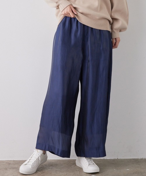 SALON adam et rope'（サロン アダム エ ロペ）の「シアーストライプリラックスパンツ（その他パンツ・レディース・ネイビー/オレンジ・FREE）」の2枚目の写真