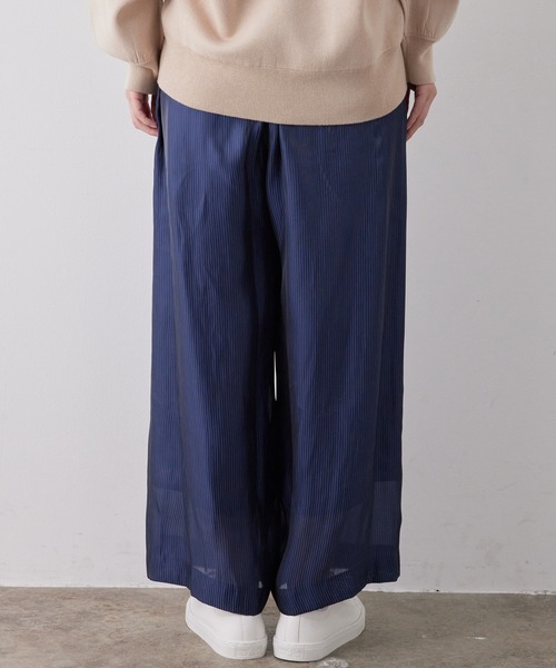 SALON adam et rope'（サロン アダム エ ロペ）の「シアーストライプリラックスパンツ（その他パンツ・レディース・ネイビー/オレンジ・FREE）」の3枚目の写真