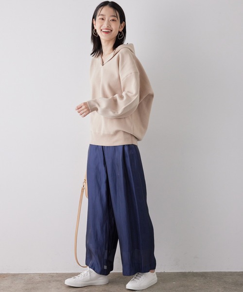 SALON adam et rope'（サロン アダム エ ロペ）の「シアーストライプリラックスパンツ（その他パンツ・レディース・ネイビー/オレンジ・FREE）」の7枚目の写真