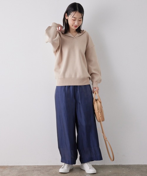 SALON adam et rope'（サロン アダム エ ロペ）の「シアーストライプリラックスパンツ（その他パンツ・レディース・ネイビー/オレンジ・FREE）」の9枚目の写真