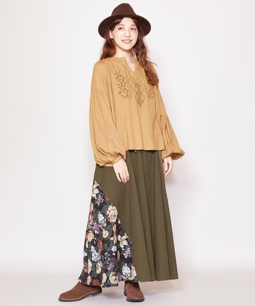 チャイハネ（チャイハネ）の「【チャイハネ】ゴブランパッチワークロングスカート（スカート・レディース・ブラック/ベージュ/カーキ・FREE）」の19枚目の写真