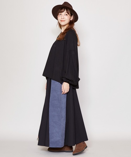 チャイハネ（チャイハネ）の「【チャイハネ】ゴブランパッチワークロングスカート（スカート・レディース・ブラック/ベージュ/カーキ・FREE）」の6枚目の写真