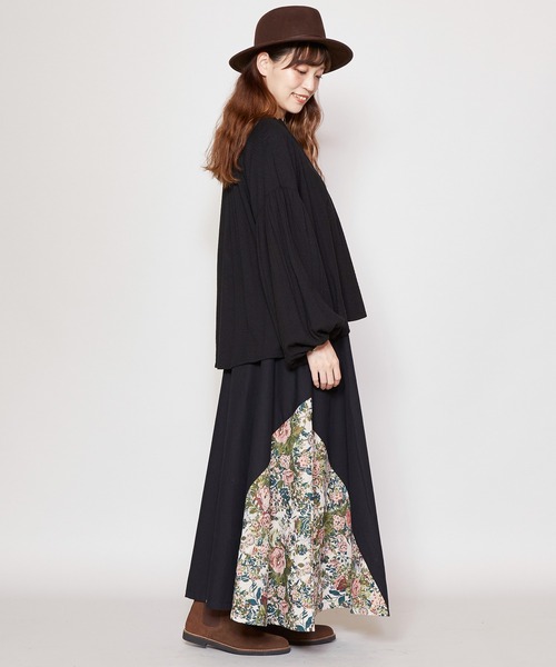 チャイハネ（チャイハネ）の「【チャイハネ】ゴブランパッチワークロングスカート（スカート・レディース・ブラック/ベージュ/カーキ・FREE）」の8枚目の写真