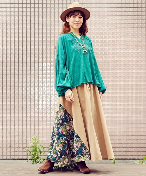 チャイハネ（チャイハネ）の「【チャイハネ】ゴブランパッチワークロングスカート（スカート・レディース・ブラック/ベージュ/カーキ・FREE）」の15枚目の写真