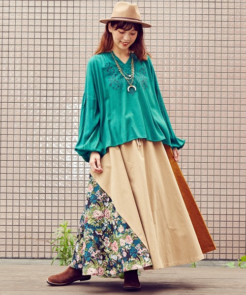 チャイハネ（チャイハネ）の「【チャイハネ】ゴブランパッチワークロングスカート（スカート・レディース・ブラック/ベージュ/カーキ・FREE）」の17枚目の写真