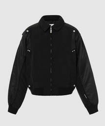 QUILTED INTERVEIN LAYERED BOMBER JACKET