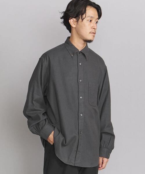 BEAUTY&YOUTH UNITED ARROWS（ビューティーアンドユースユナイテッドアローズ）の「BY スムース ビエラ ボタンダウン ビッグシルエットシャツ（シャツ/ブラウス・メンズ・ダークグリーン/ベージュ/オフホワイト/オリーブ・S/M/L/XL）」の4枚目の写真