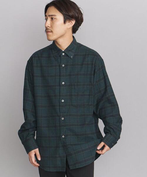 BEAUTY&YOUTH UNITED ARROWS（ビューティーアンドユースユナイテッドアローズ）の「BY スムース ビエラ ボタンダウン ビッグシルエットシャツ（シャツ/ブラウス・メンズ・ダークグリーン/ベージュ/オフホワイト/オリーブ・S/M/L/XL）」の3枚目の写真
