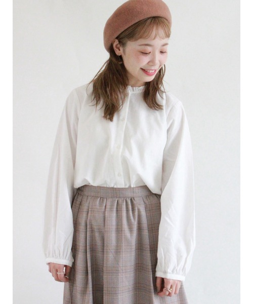 ehka sopo（エヘカソポ）の「無地チェックアソートブラウス（シャツ/ブラウス・レディース・オフホワイト/キナリ/グリーン/チャコール・ﾌﾘ-）」の2枚目の写真