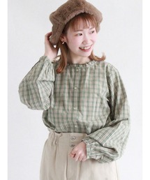 無地チェックアソートブラウス