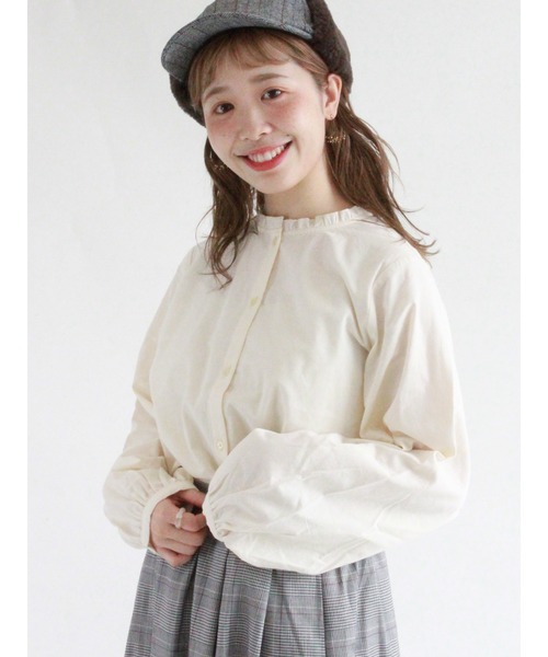 ehka sopo（エヘカソポ）の「無地チェックアソートブラウス（シャツ/ブラウス・レディース・オフホワイト/キナリ/グリーン/チャコール・ﾌﾘ-）」の3枚目の写真