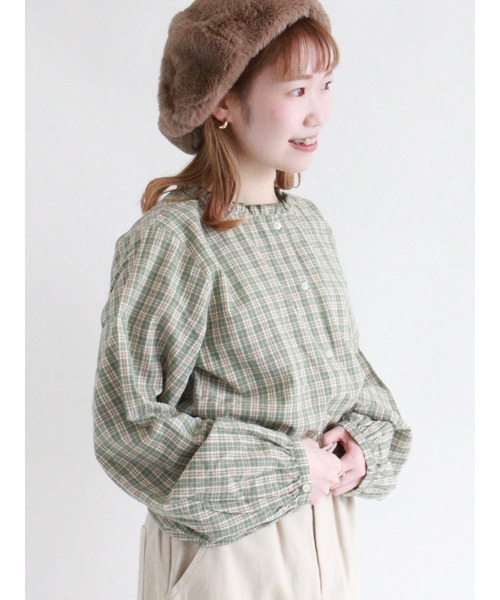 ehka sopo（エヘカソポ）の「無地チェックアソートブラウス（シャツ/ブラウス・レディース・オフホワイト/キナリ/グリーン/チャコール・ﾌﾘ-）」の15枚目の写真