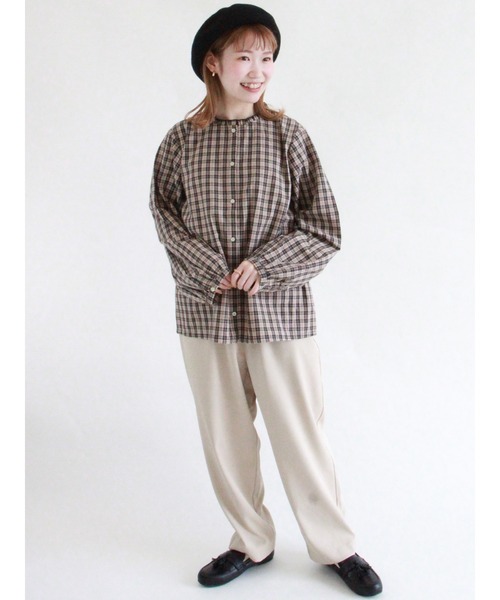 ehka sopo（エヘカソポ）の「無地チェックアソートブラウス（シャツ/ブラウス・レディース・オフホワイト/キナリ/グリーン/チャコール・ﾌﾘ-）」の12枚目の写真