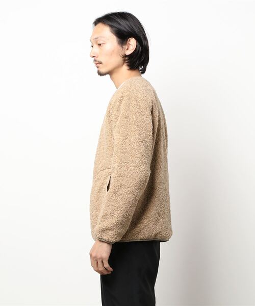 KANGOL（カンゴール）の「【KANGOL/カンゴール】プードルフリース ビッグシルエット　ノーカラージャケット（ノーカラージャケット・メンズ・ベージュ/ブラック/アイボリー・MEDIUM/LARGE）」の5枚目の写真