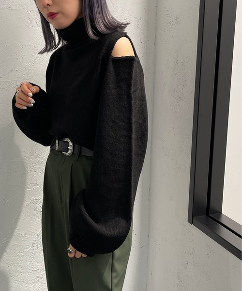 apres jour mignon(アプレジュールミニョン)の「肩開きタートルニット【ZOZOTOWN限定アイテム】(ニット/セーター・レディース・アイボリー/ブラック・X-LARGE/フリー)」の12枚目の写真