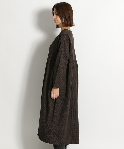 ichi（イチ）の「【ichi(イチ)】コール天ドットワンピース（ワンピース・レディース・ダークブラウン/ベージュ・FREE）」の8枚目の写真